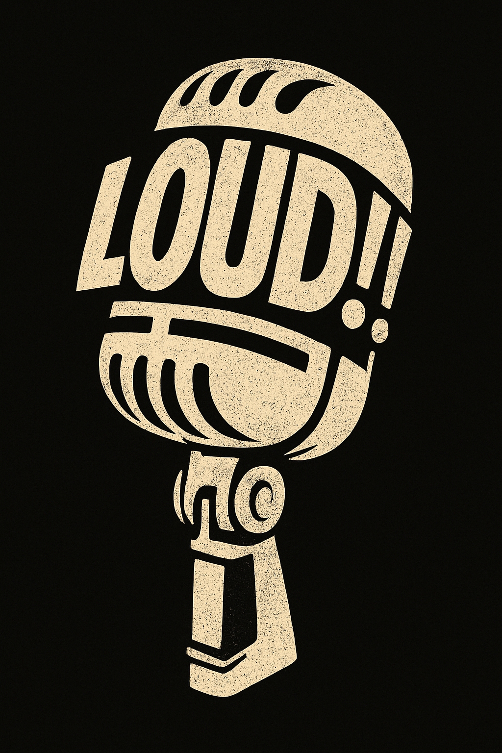 Vintage Loud Microphone Graphic Design T-Shirt