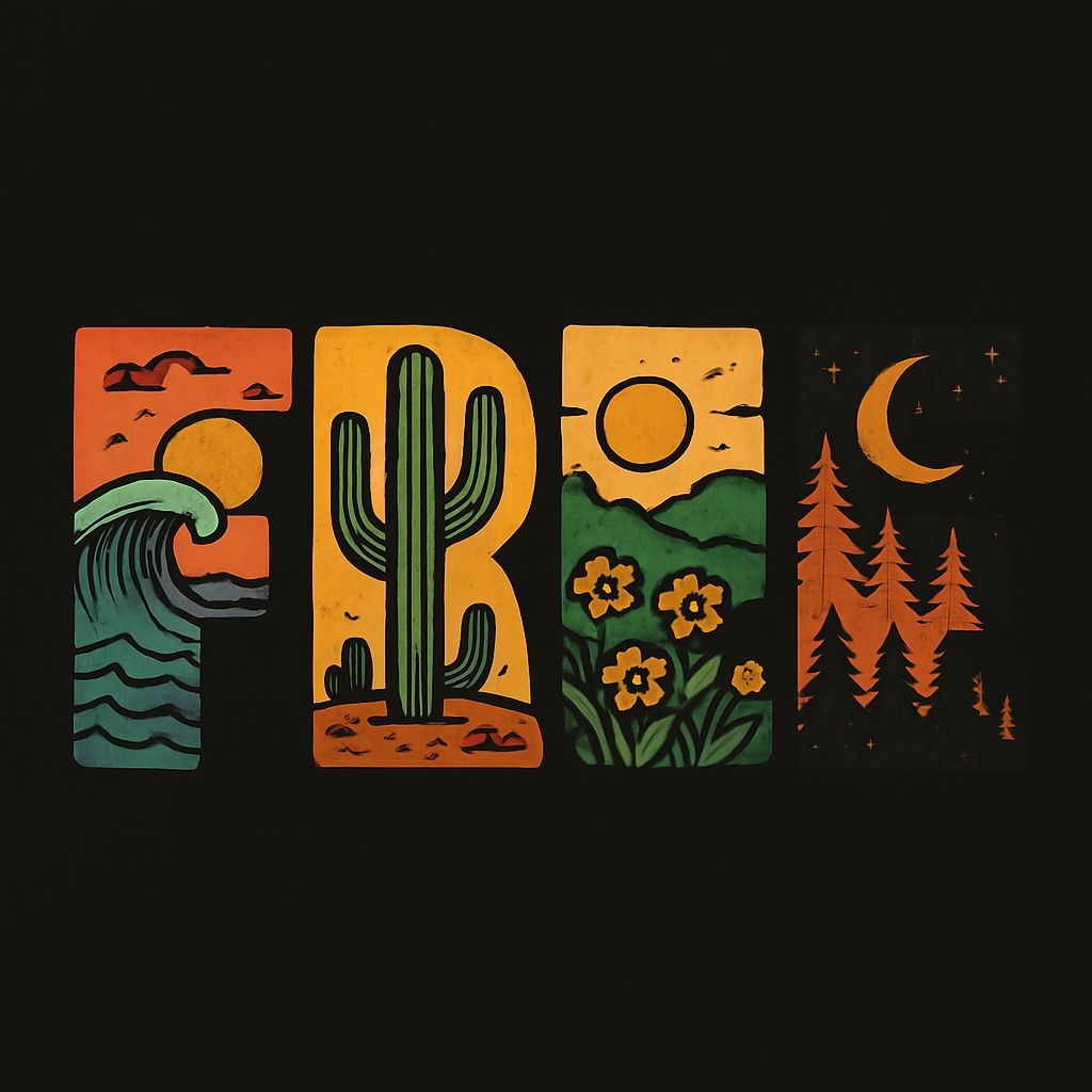 Vibrant 'FREE' Nature Scenes Illustration T-Shirt