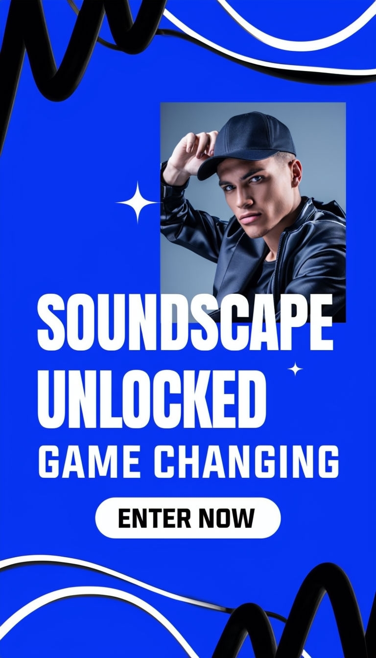 Dynamic Electric Blue Soundscape Advertisement Design Ads