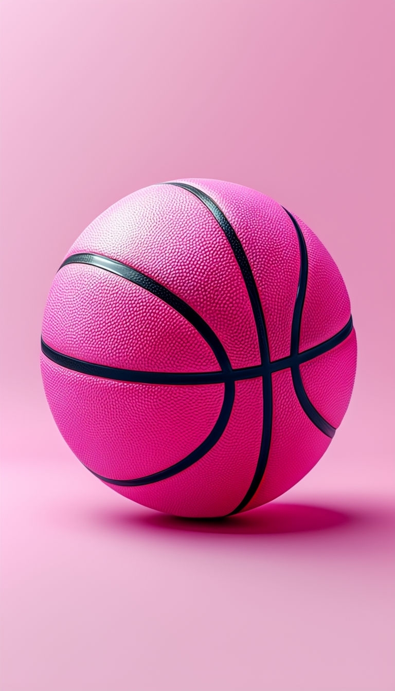 Vibrant Pink Basketball with Black Seams Illustration Phone Case Cover