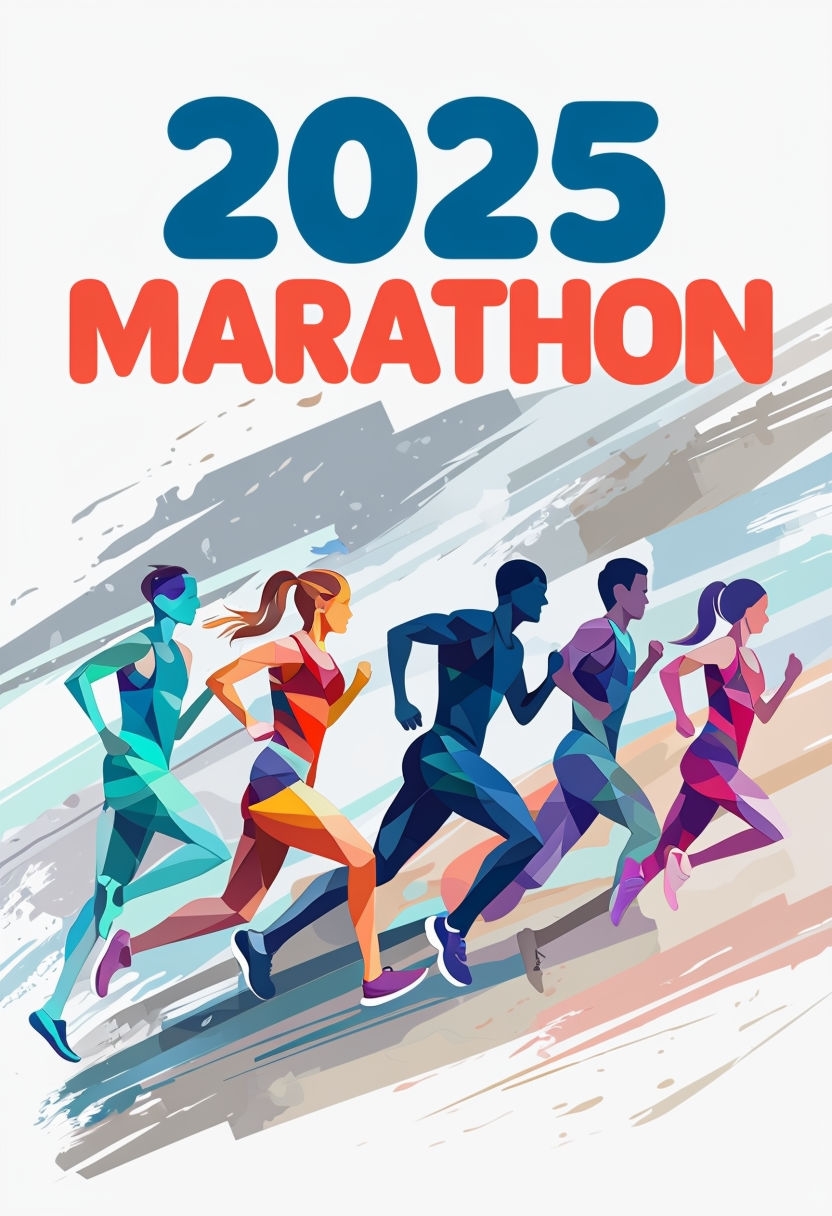 Dynamic Runners Abstract Illustration for 2025 Marathon Poster