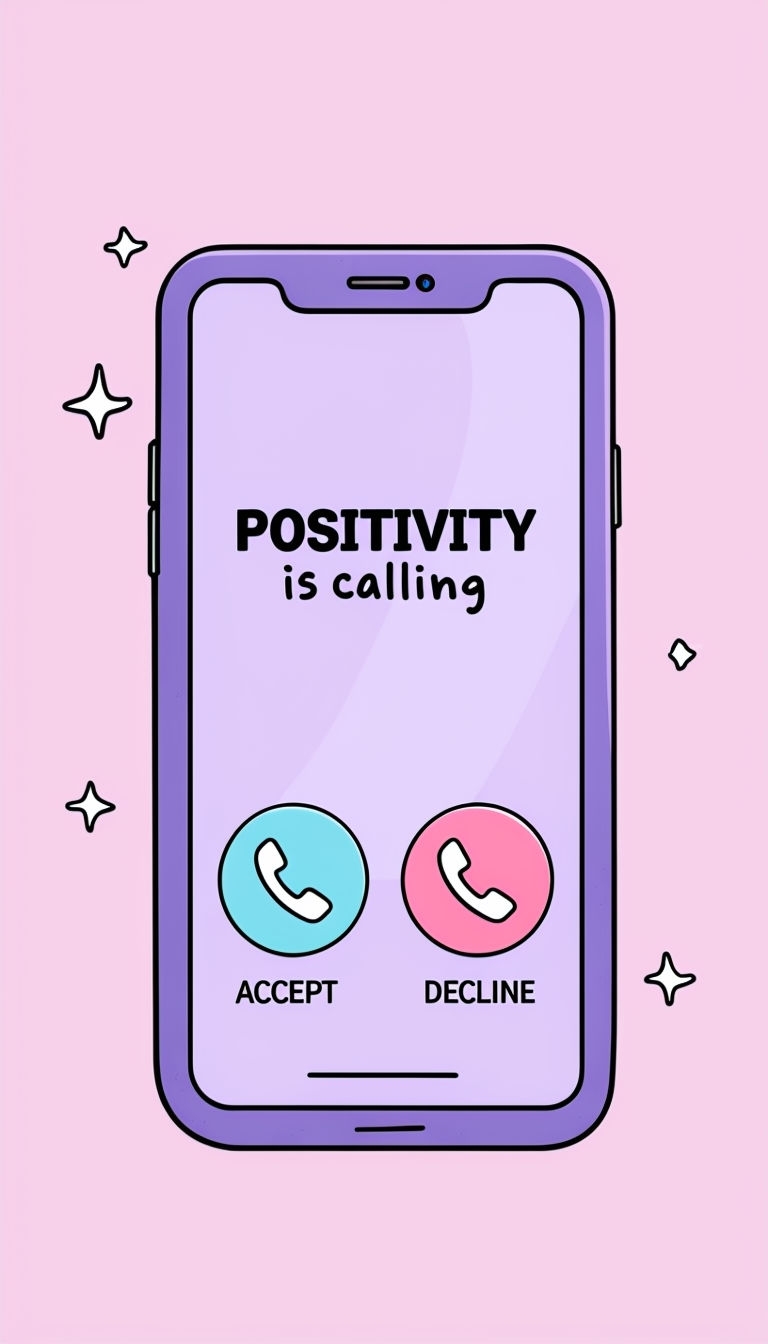 Cartoon Smartphone Illustration with Positivity Message Social Media Post