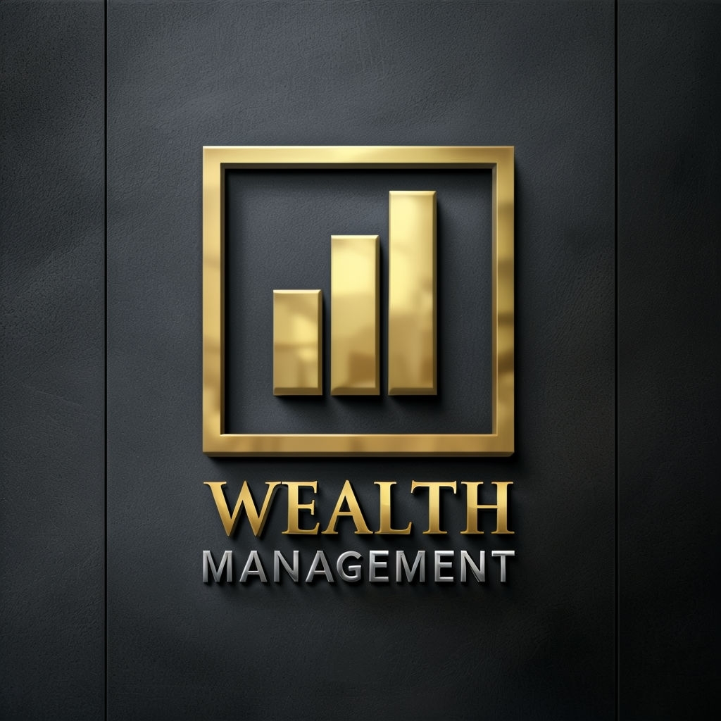 Modern Gold Wealth Management Logo Design on Dark Background