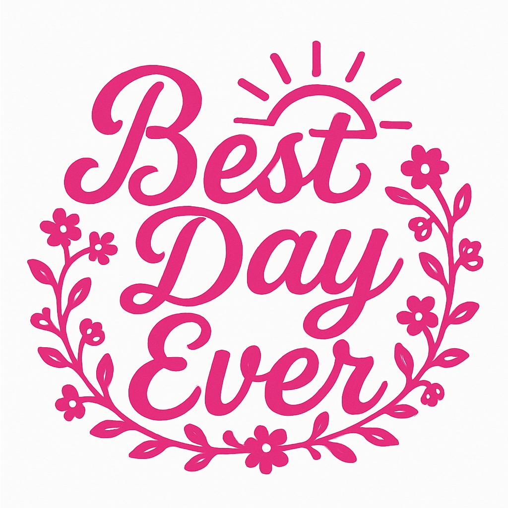 Best Day Ever Hot Pink Floral Wreath Design Mug