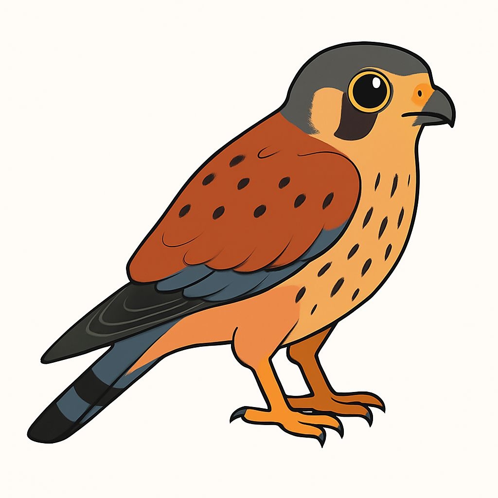 Cartoon Kestrel Bird Illustration on Cream Background Sticker