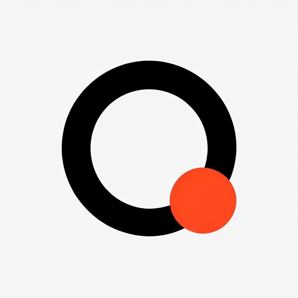 Minimalist Black Circular 'Q' Logo with Red Accent Design Logo