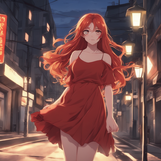 Long Haired Redhead Curvy Anime Girl By Trinity Field Playground