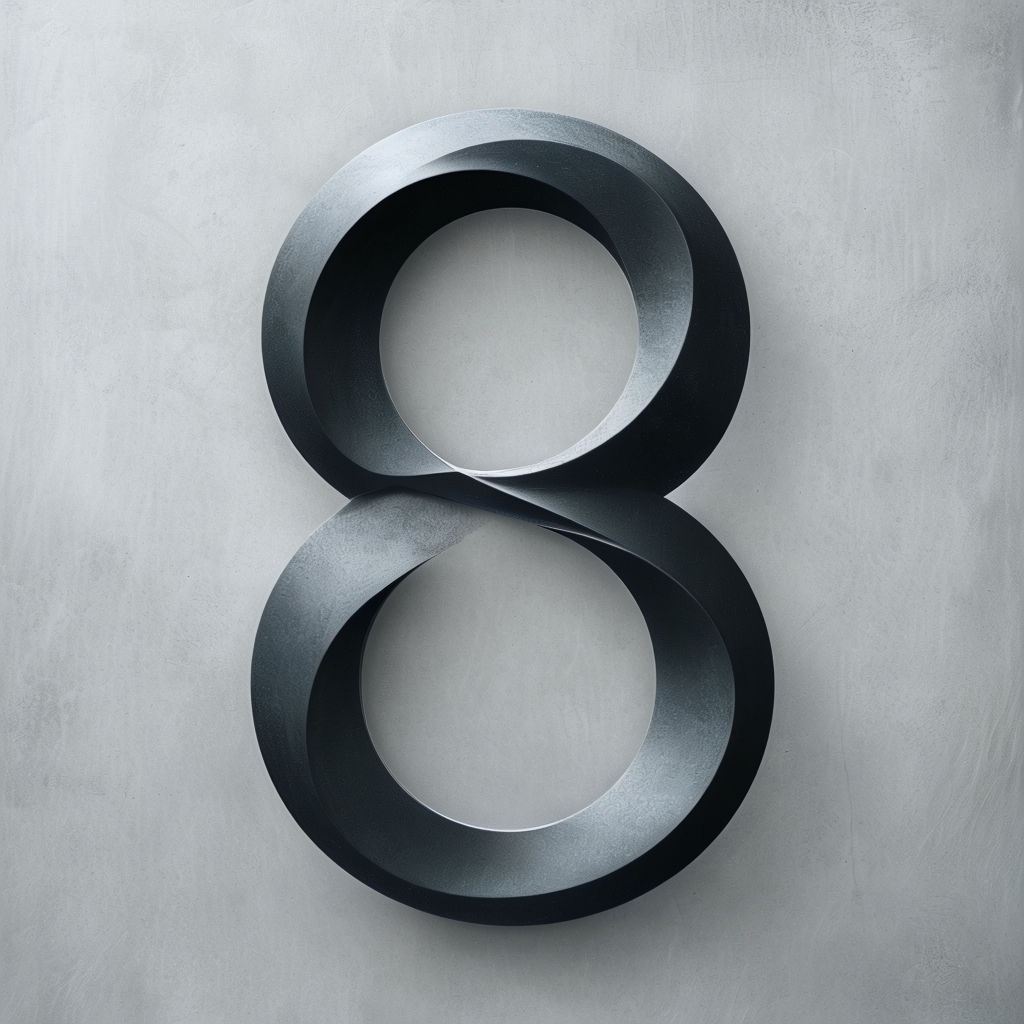 Elegant Modern Monogram Number 8 in Smooth Black Design Monogram