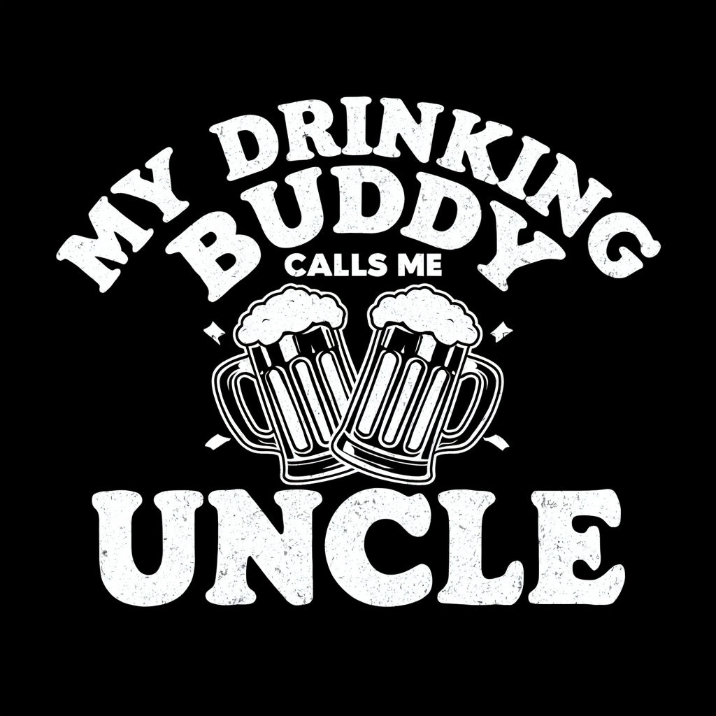 My Drinking Buddy Calls Me Uncle Distressed Typography T-shirt