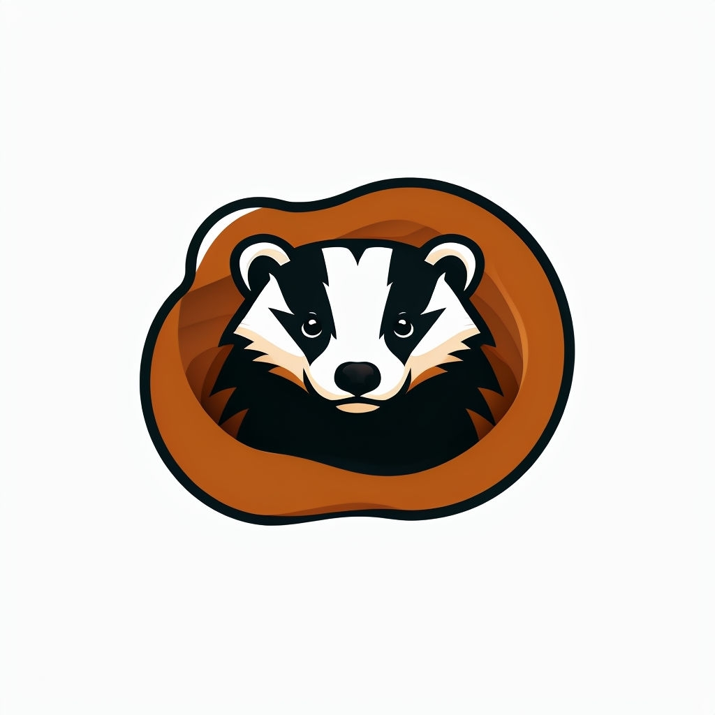 Curious Badger Emerging from Den Illustration Sticker