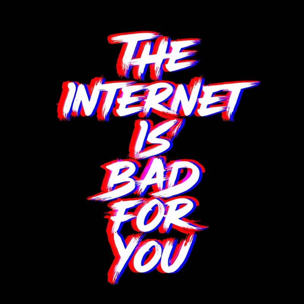 The Internet is Bad for You Bold Glitch Text T-Shirt