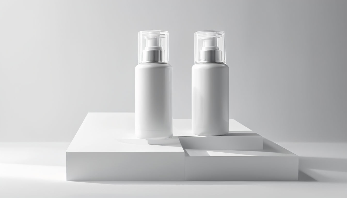 Minimalist White Pump Bottle Product Showcase Mockup