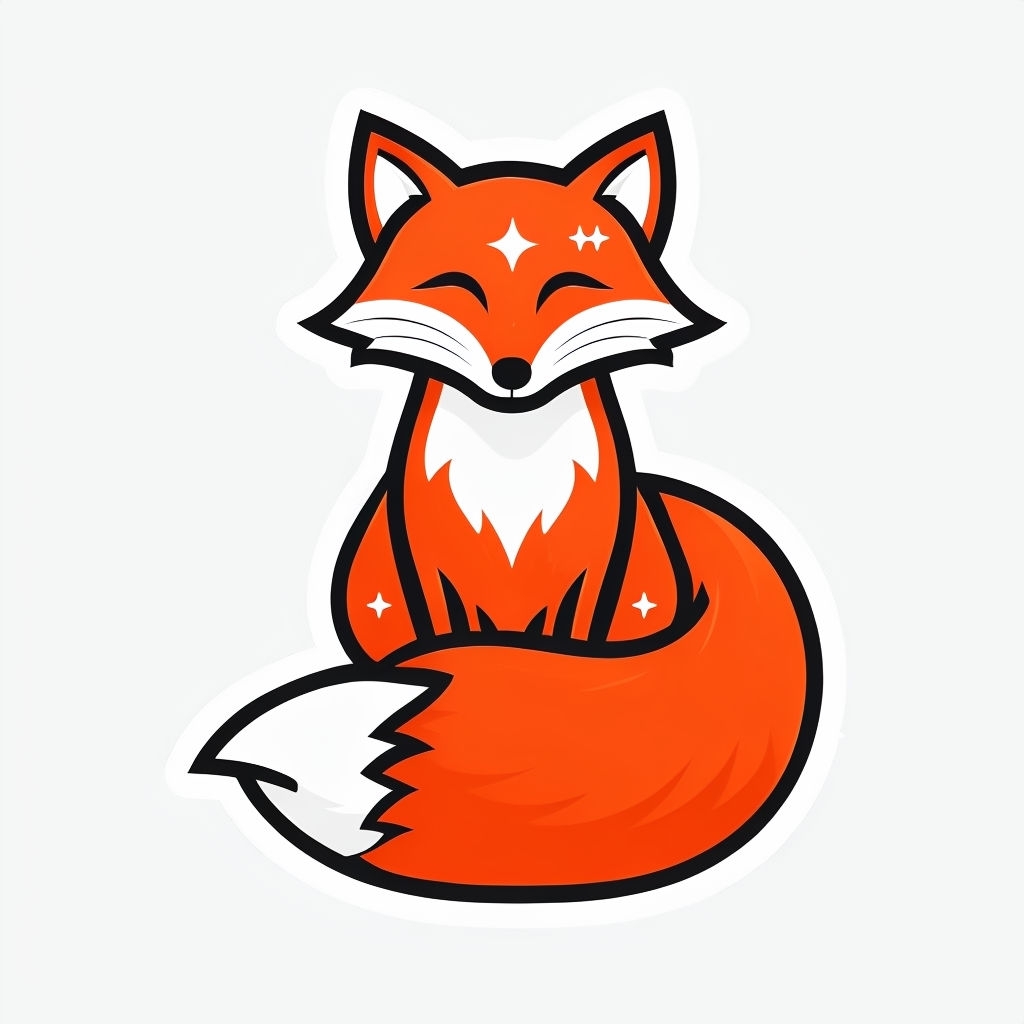Stylish Minimalist Fox Illustration with Stars Sticker