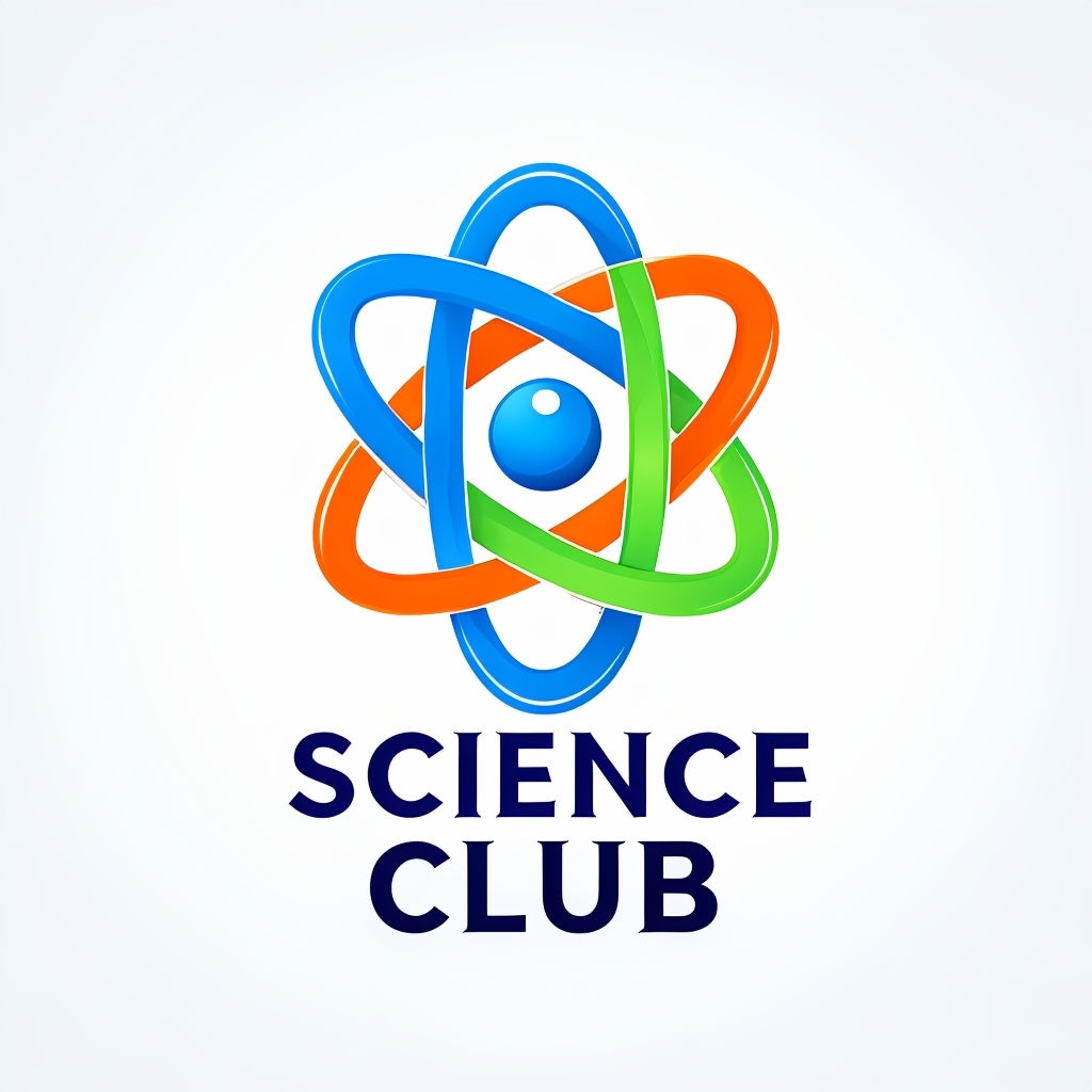 Vibrant Modern Atom Logo Design for Science Club - Playground