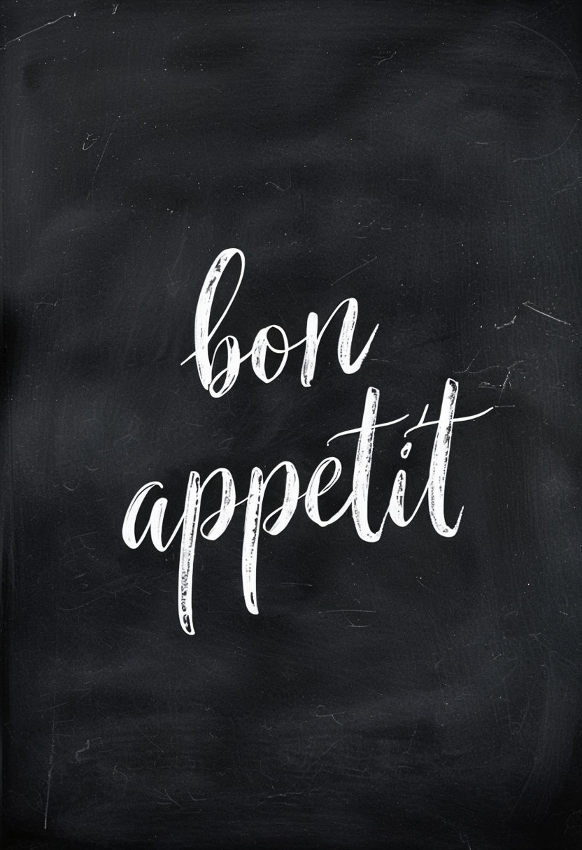 Elegant 'Bon Appetit' Chalkboard Style Typography Poster