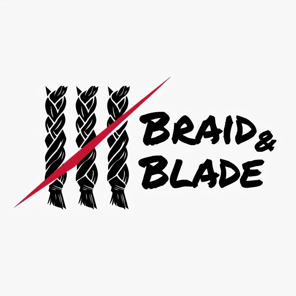 Edgy Braid & Blade Hair Salon Logo Design in Modern Style Logo