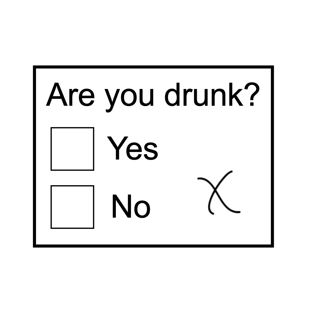 Minimalist Black and White Drunk Check-box Question Sticker