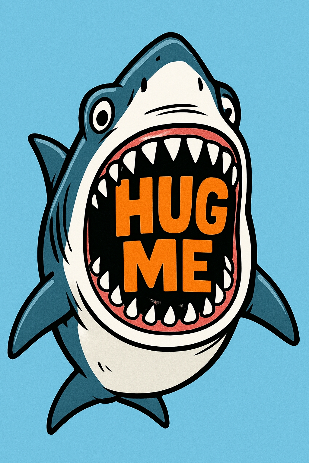 Playful Cartoon Shark with 'Hug Me' Text T-Shirt