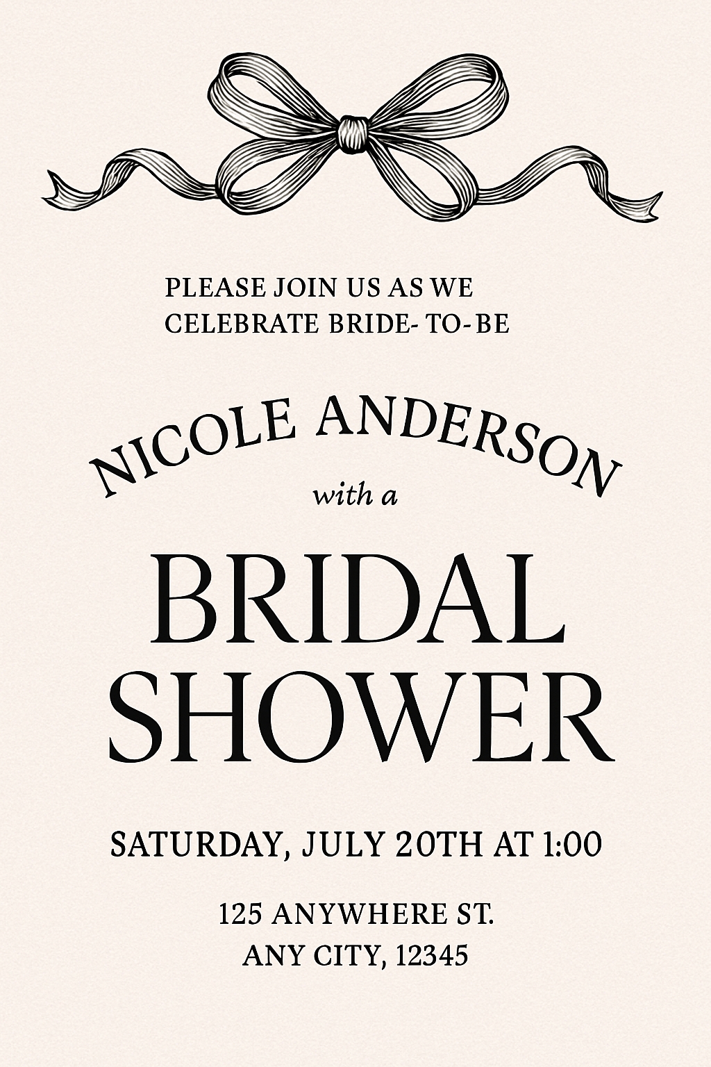 Elegant Bridal Shower Invitation Design for Nicole Anderson Card