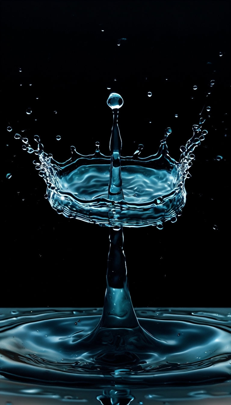 Vibrant Neon Blue Water Droplet Impact Crown Splash Mobile Wallpaper