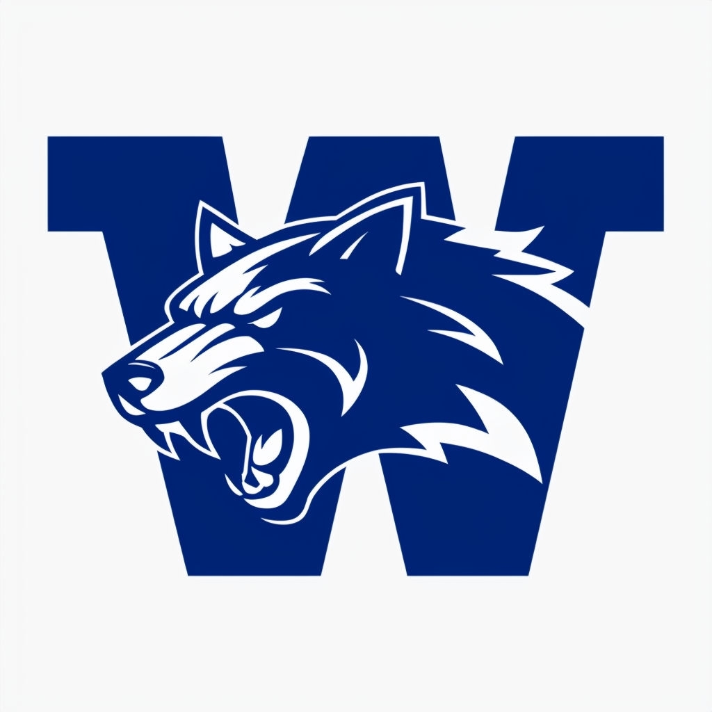 Bold Blue Wolf Monogram Design for Unique Visual Identity Monogram