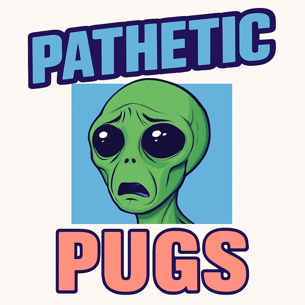 Pathetic Alien Face with 3D Text Humor Sticker