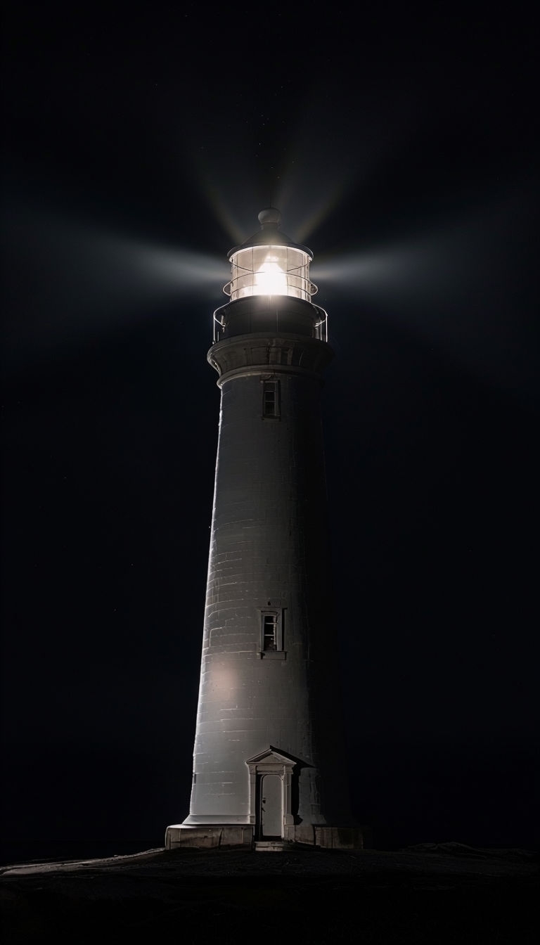 Illuminated White Lighthouse Portrait Against Night Sky Phone Case Cover
