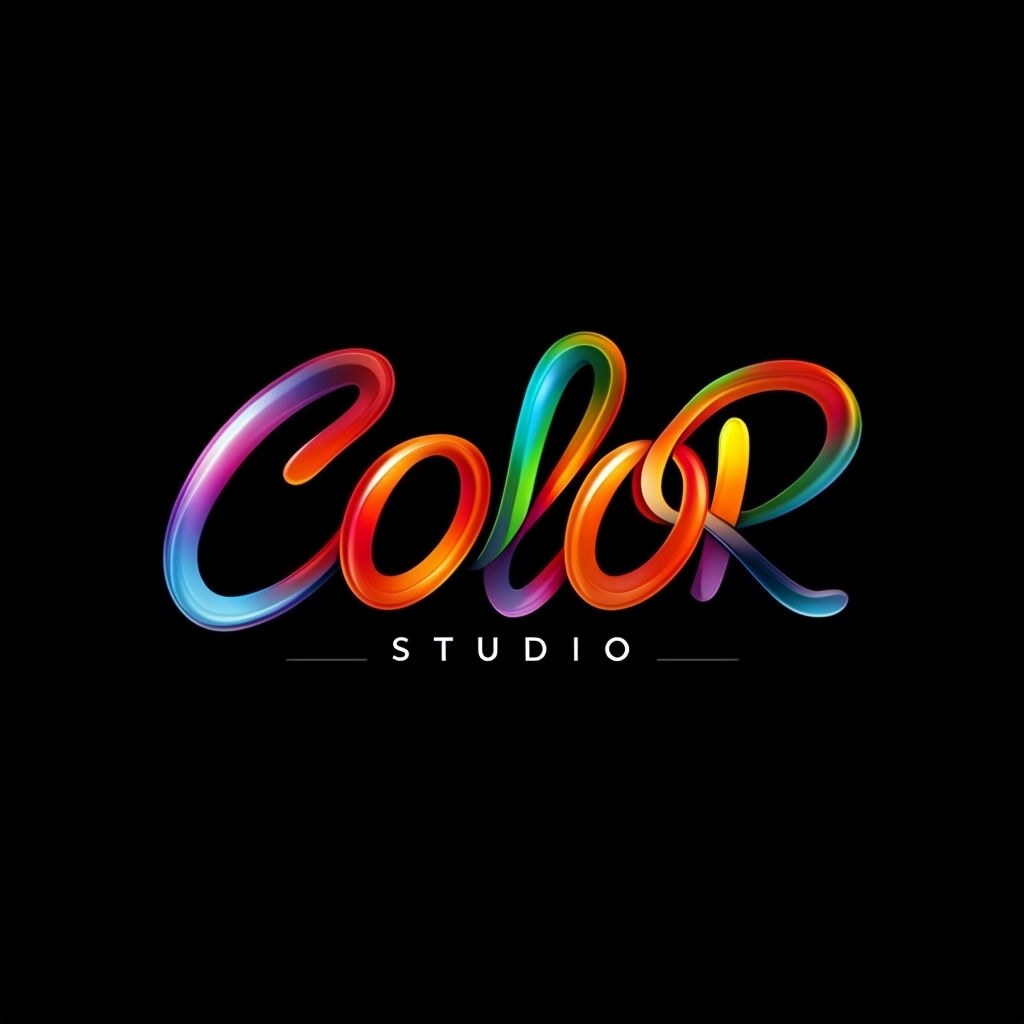 Vibrant Modern COLOR Studio Logo with Glossy Gradient Script