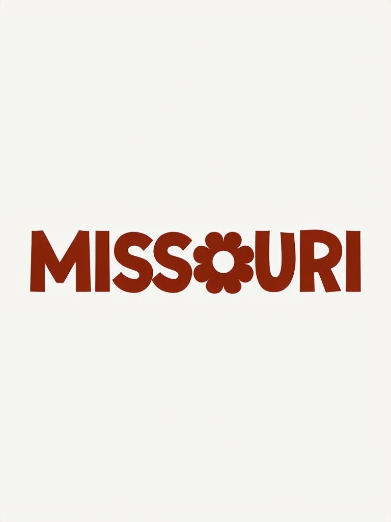 Modern Minimalist Missouri Text Poster with Flower Design