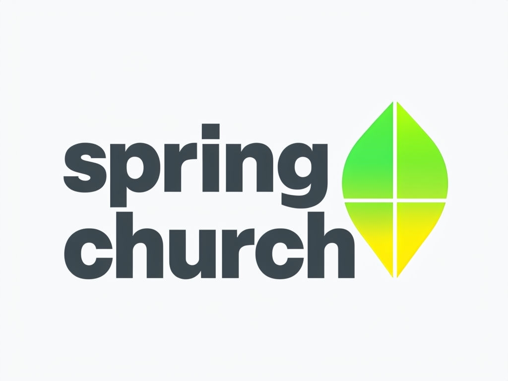 Minimalist Spring Church Logo with Leaf Graphic Design