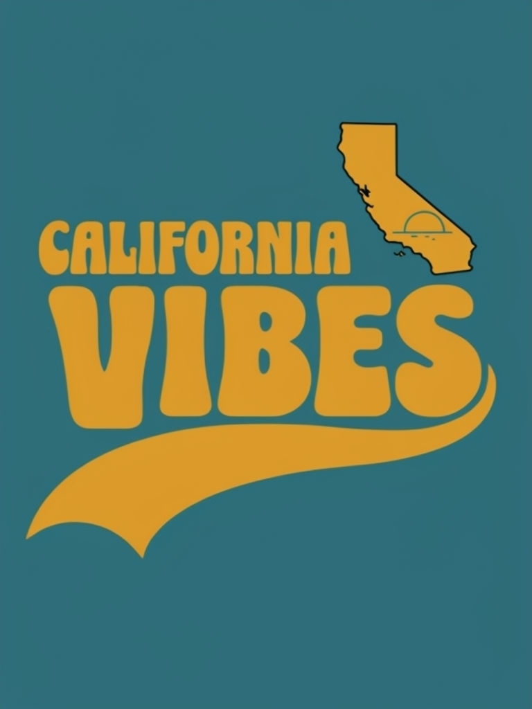 California Vibes Retro Graphic Design T-Shirt