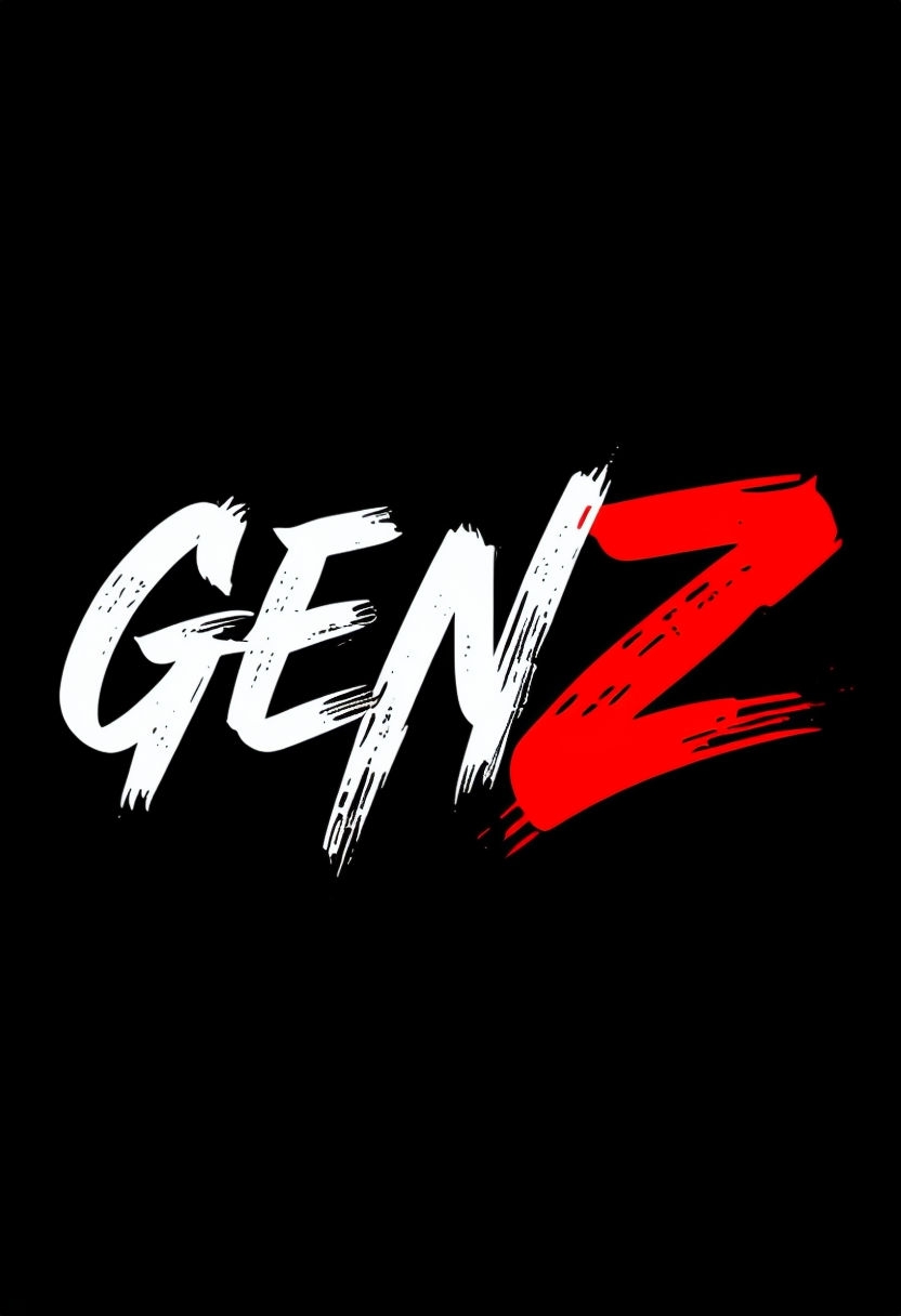 Bold Brush-Stroke Gen Z Graphic Design on Black Background Poster