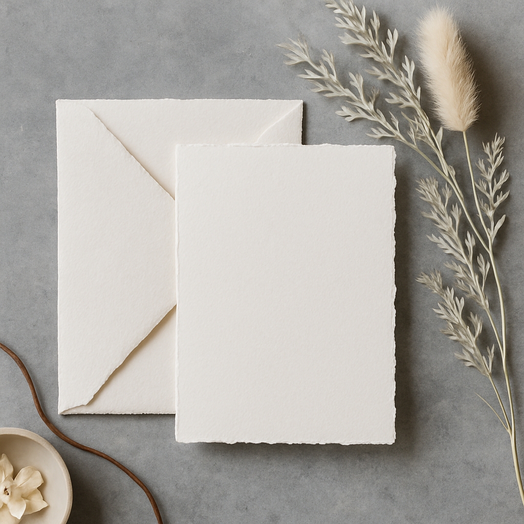 Minimalist Still Life with Envelope and Dried Florals Mockup