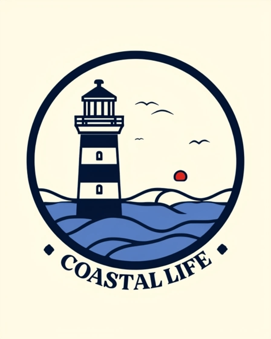 Vintage Coastal Life Nautical Lighthouse Illustration T-Shirt