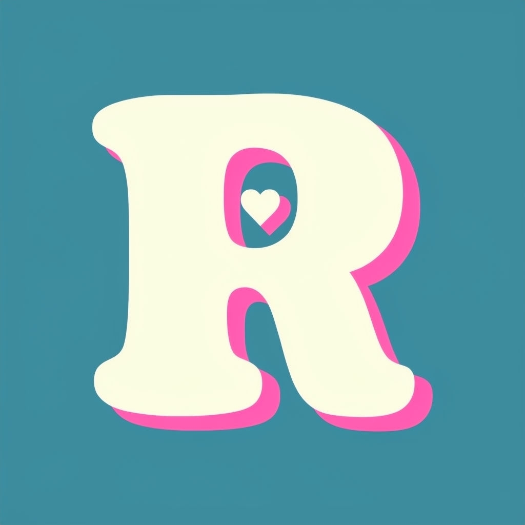 Retro Minimalist Monogram 'R' Logo on Turquoise Background Monogram