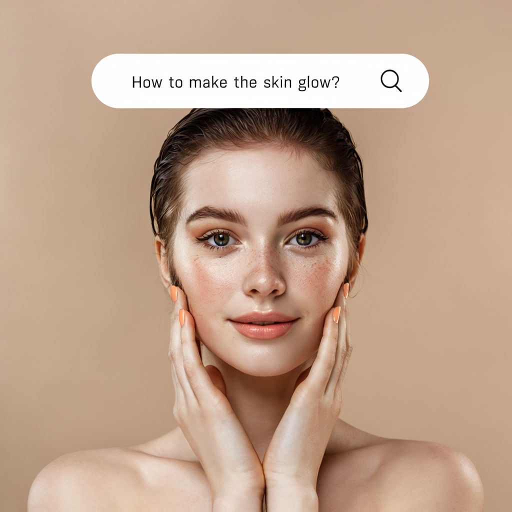 "Glowing Skin Tips Portrait with Freckled Beauty Social Media Post"