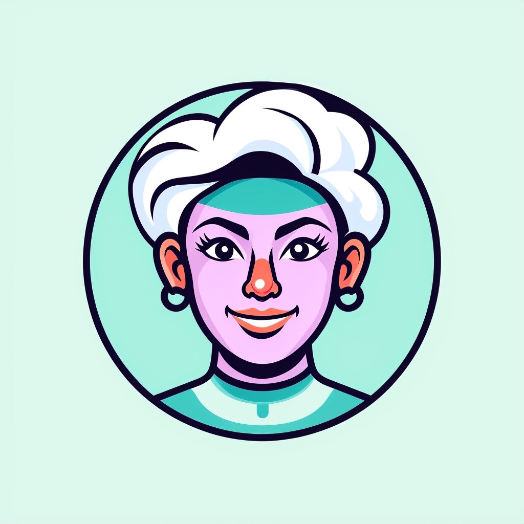 Vibrant Minimalist Young Woman Portrait Illustration Sticker