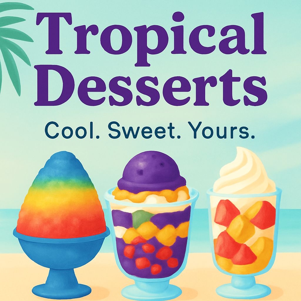 Vibrant Tropical Desserts Digital Illustration for Summer Ads