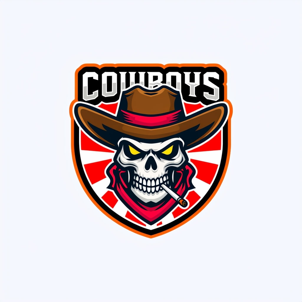 Aggressive Cowboy Skull Logo for Gaming and Sports Branding Logo