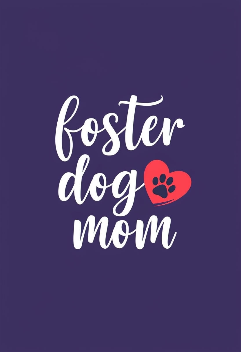 Foster Dog Mom Elegant Cursive Text with Heart T-Shirt