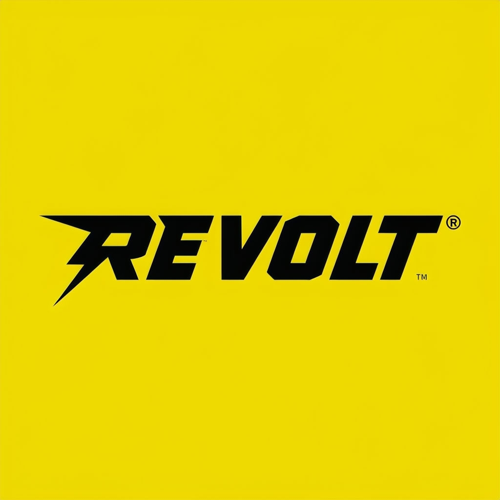 Bold Modern Revolt Logo on Bright Yellow Background Logo