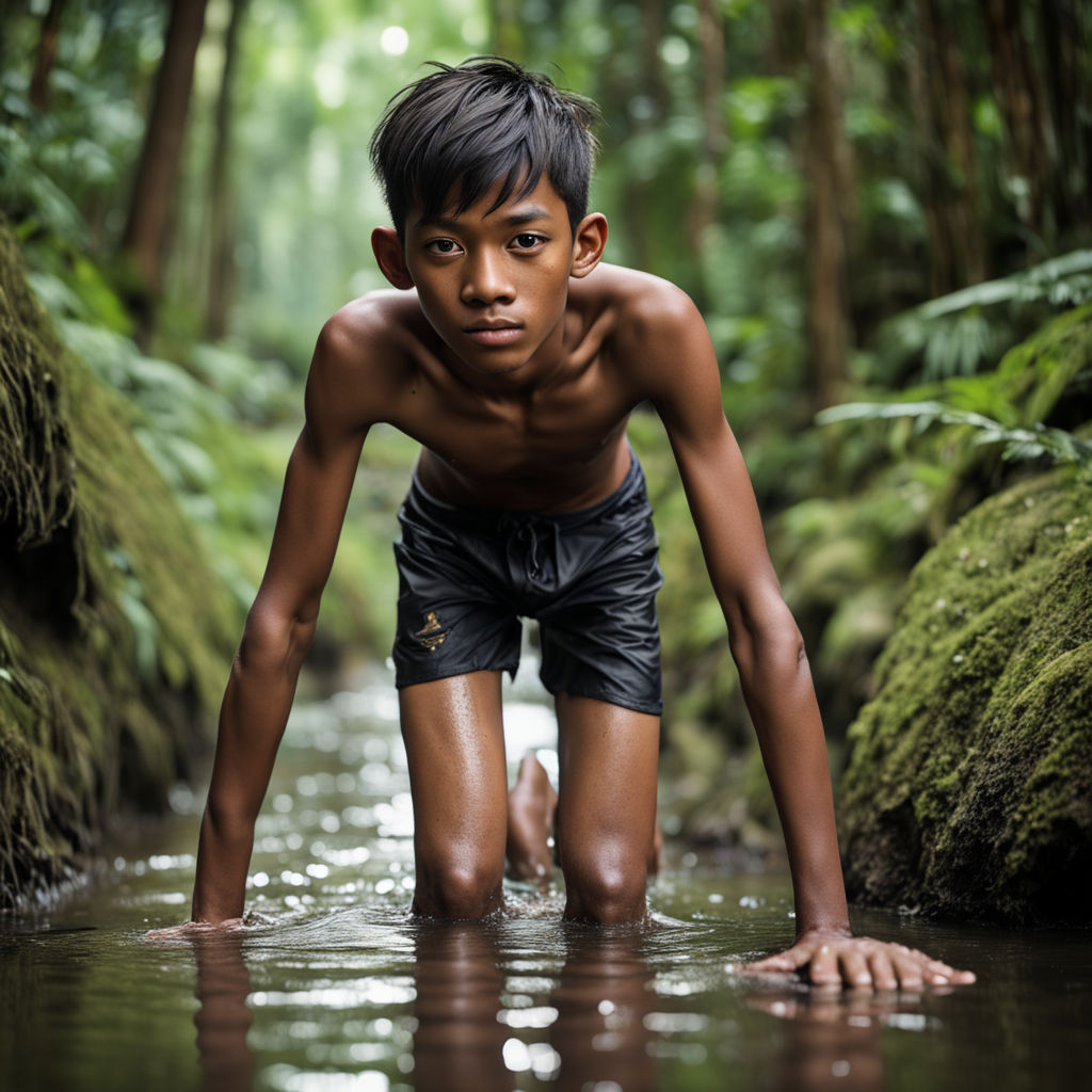 Shirtless very skinny slim Indonesian teen boy 12 years old ... by ...