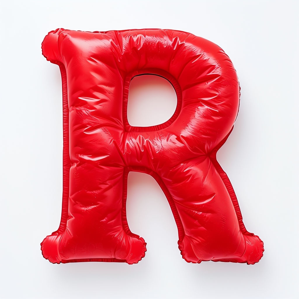 Vibrant Inflatable Red Letter R Illustration Sticker