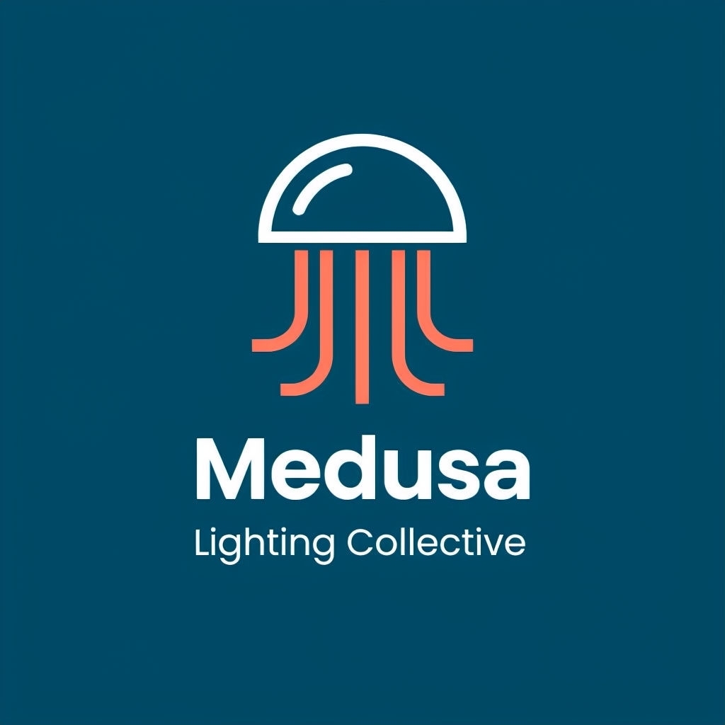 Neat and Clean Medusa Lighting Logo Design with Jellyfish Icon