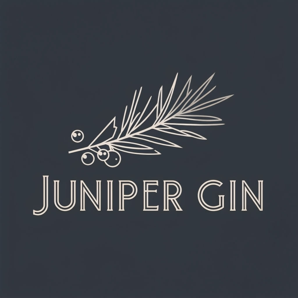 Chic Botanical Juniper Gin Logo Design for Upscale Cocktail Bar Logo