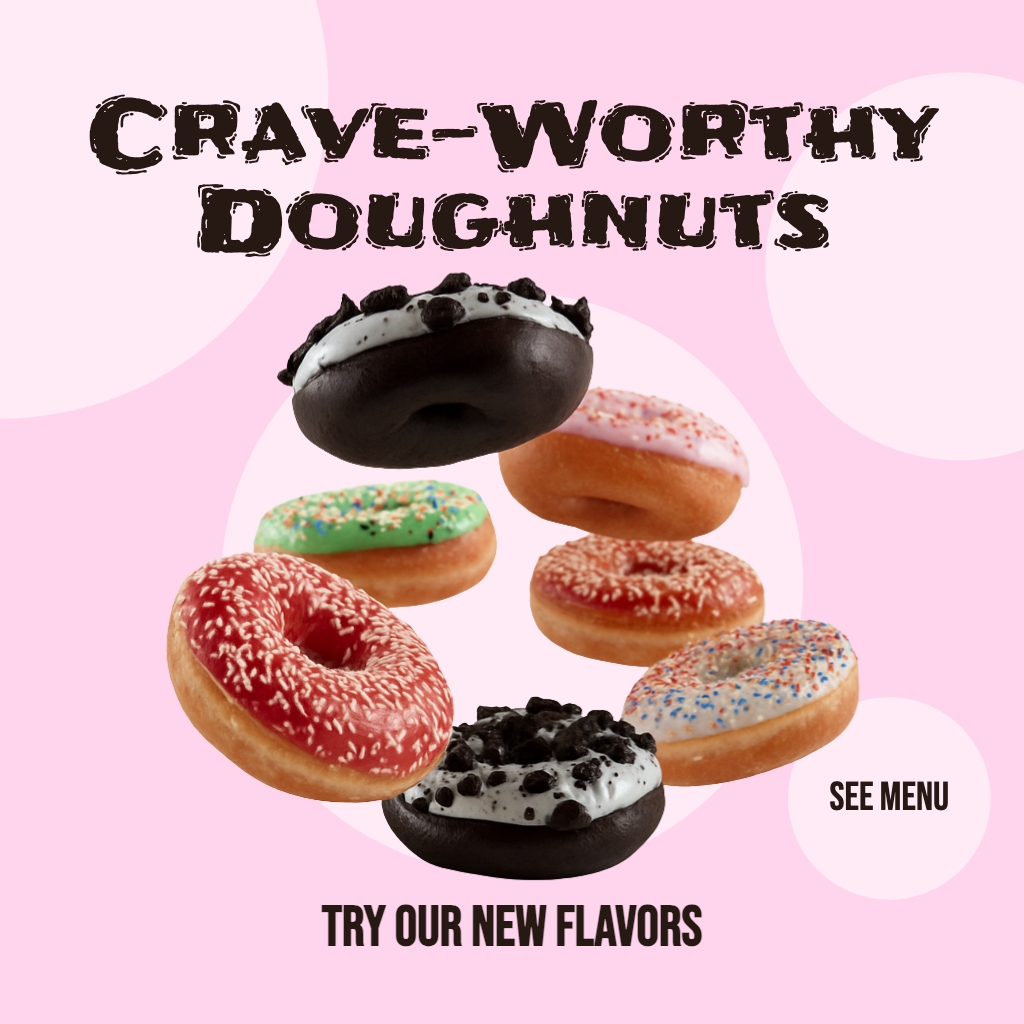 Crave-Worthy Colorful Doughnuts Floating Advertisement Instagram Post