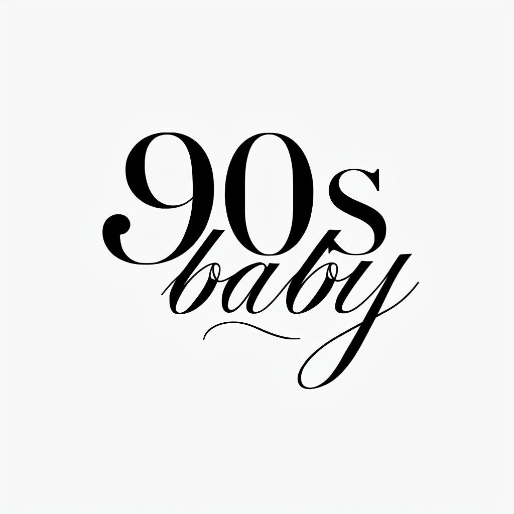 Elegant 90s Baby Typography Design Sticker