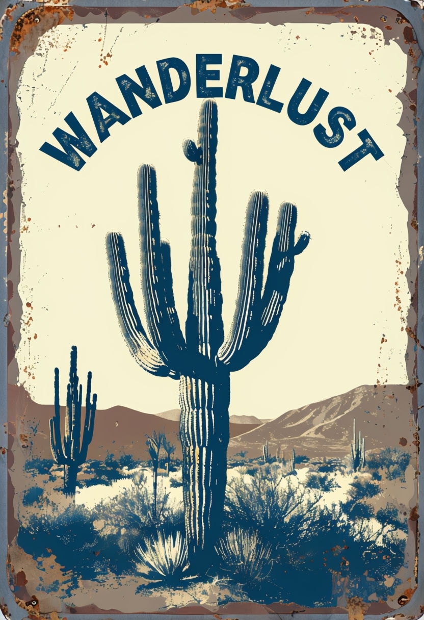 Vintage Wanderlust Desert Adventure Poster