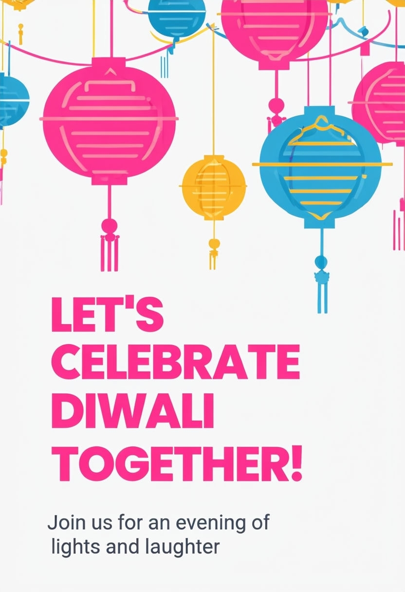 Colorful Diwali Lanterns Celebration Card Design