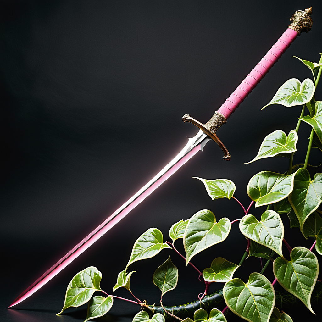 Thin pink bladed rapier with a hilt and handles made from i... by jason ...